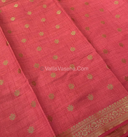 Semi Tussar Silk  - Light Peach Shade  - VVSTS014
