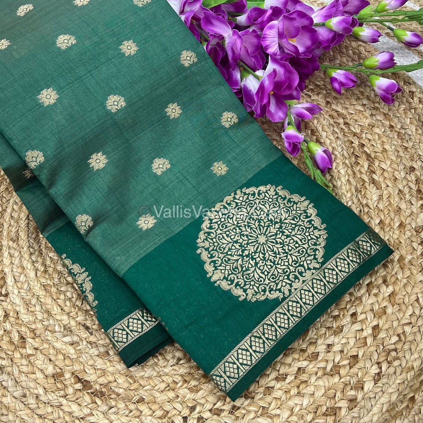 Semi Tussar Silk Saree - Green shade - VVSTS035