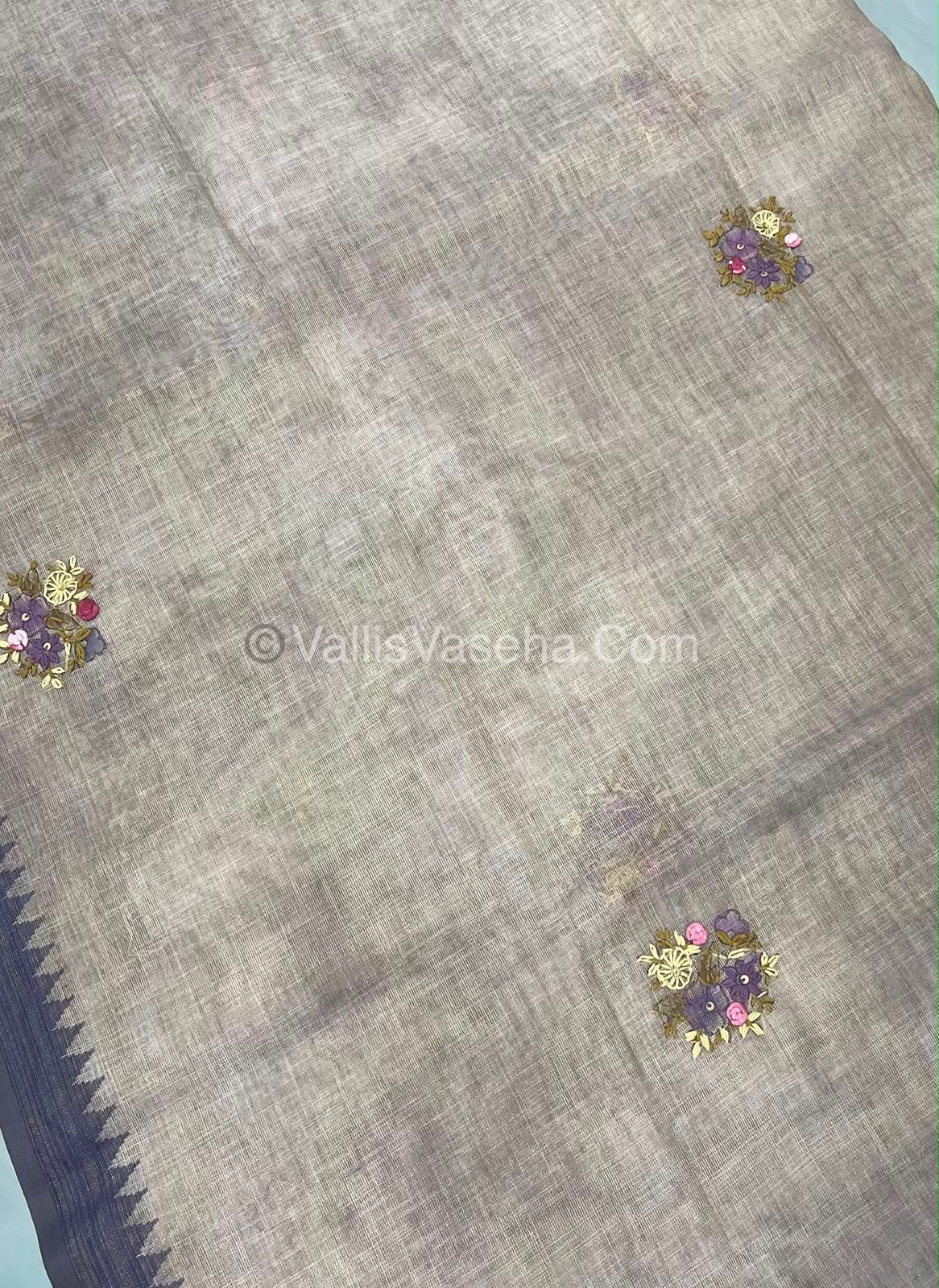 French Knot - Tissue Saree - Grey Shade - VVLFN013
