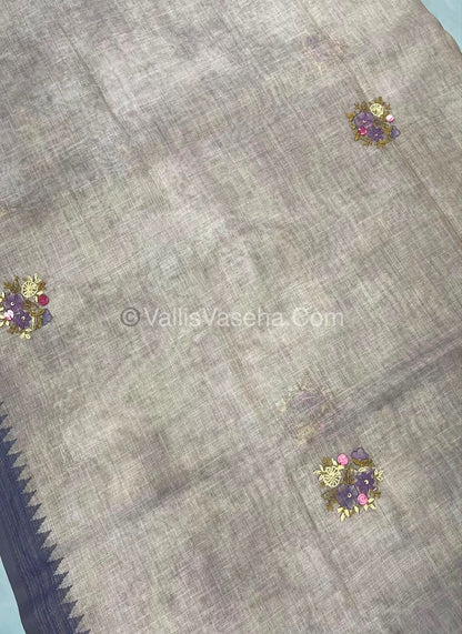 French Knot - Tissue Saree - Grey Shade - VVLFN013