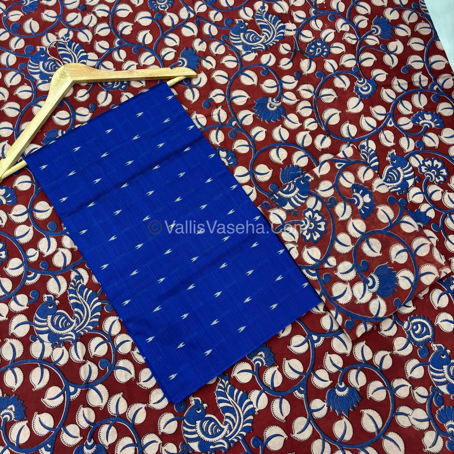 Unstitched Salwar Material -Raw Silk -  Blue Shade  - VVUSM012