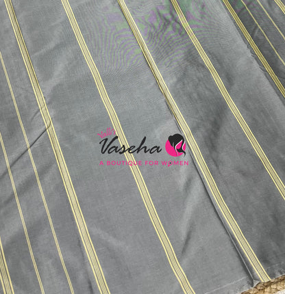 Semi Silk Saree - Zig Zag Vairavoosi Lines Style - VVSS003