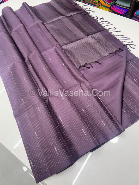Pure Soft Silk Saree - Antique Zari - Border Less - Dark Wine - VVPSS037