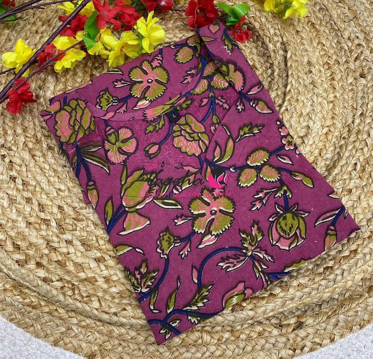 Ready Made - Short Top -  Pure Cotton Kalamkari  - VVRST004