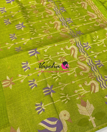 Banarasi - Heritage Meenakari Silk - Parrot Green Shade - VVBHS014