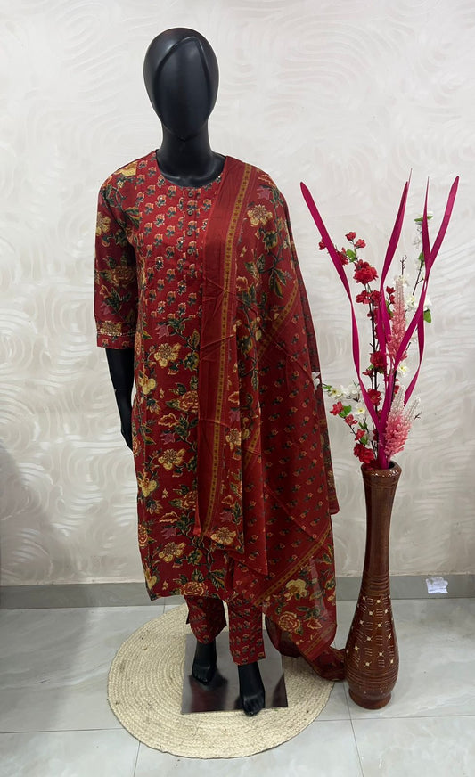 Ready Made  - Salwar, Kameez & Duppatta(3pc)- Printed Cotton - VV108500 - VVRAP001