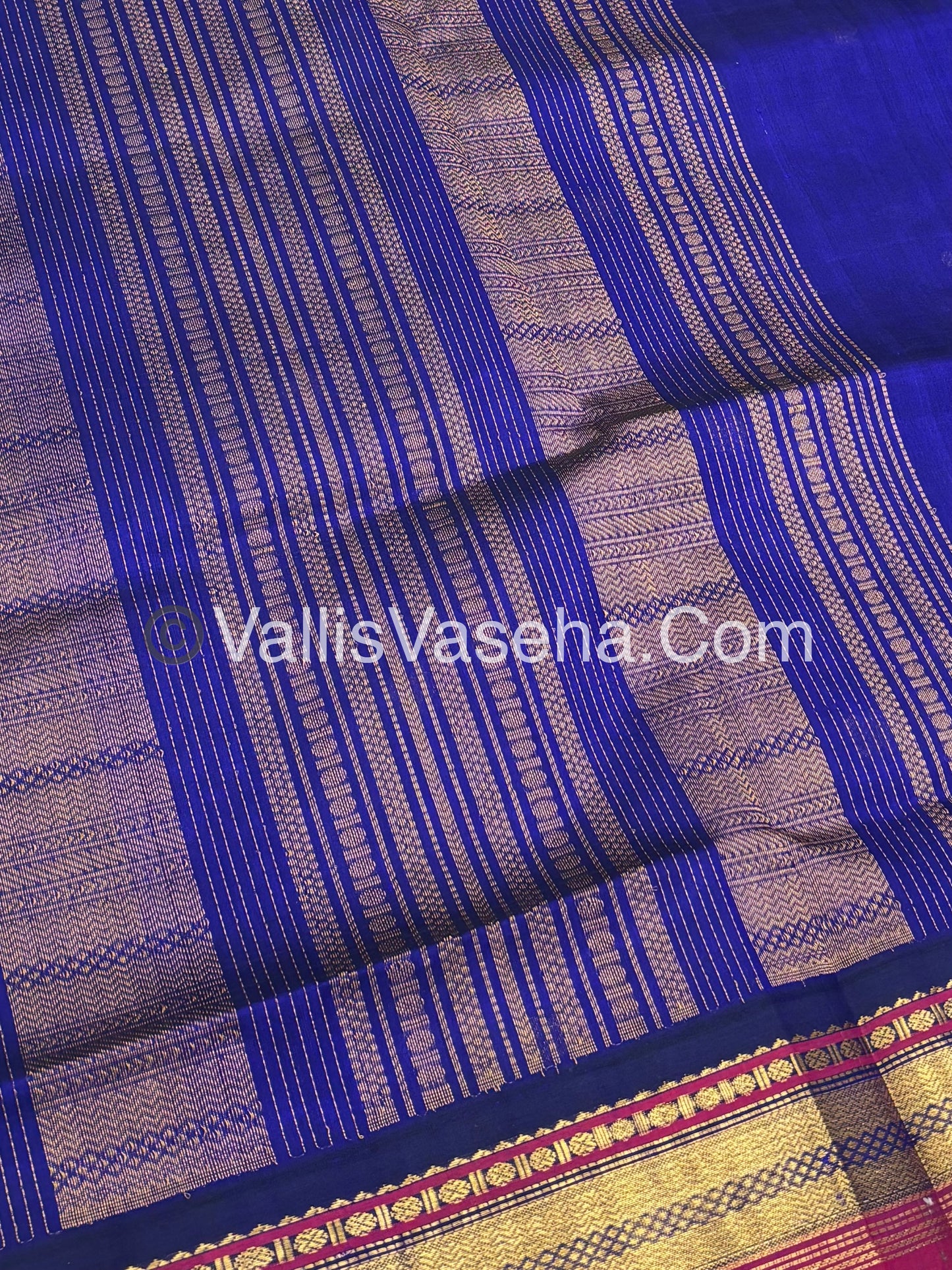 Pure Korvai Silk Cotton Saree - Dual Tone Purple with Blue  - VVKSC004