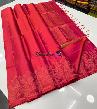 Pure Soft Silk Saree - Peachish Pink Shade - VVPSS119