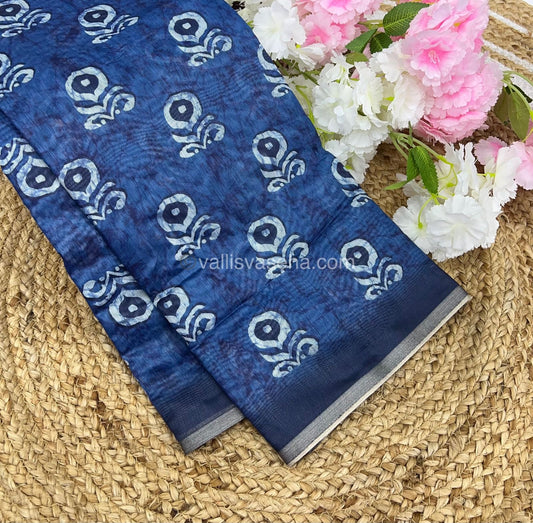 Chanderi Mixed Cotton Saree - Indigo Prints - VVCPS001