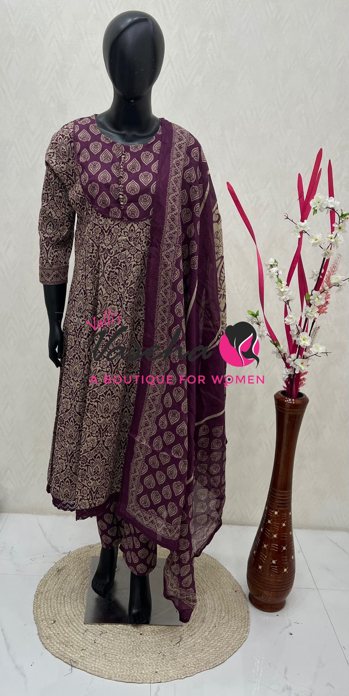 Ready Made | Anarkali Set  |Salwar, Kameez & Duppatta(3pc)|Cotton |VVRMS027