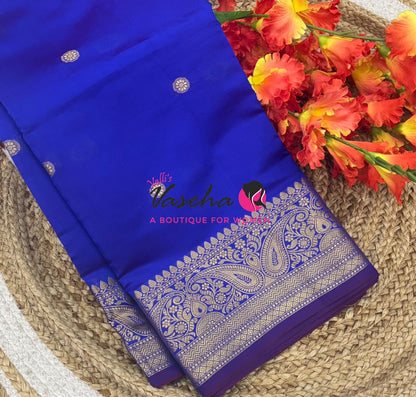 Banarasi Semi Soft Silk - Dual Tone Blueish Purple Shade - VVBSS017