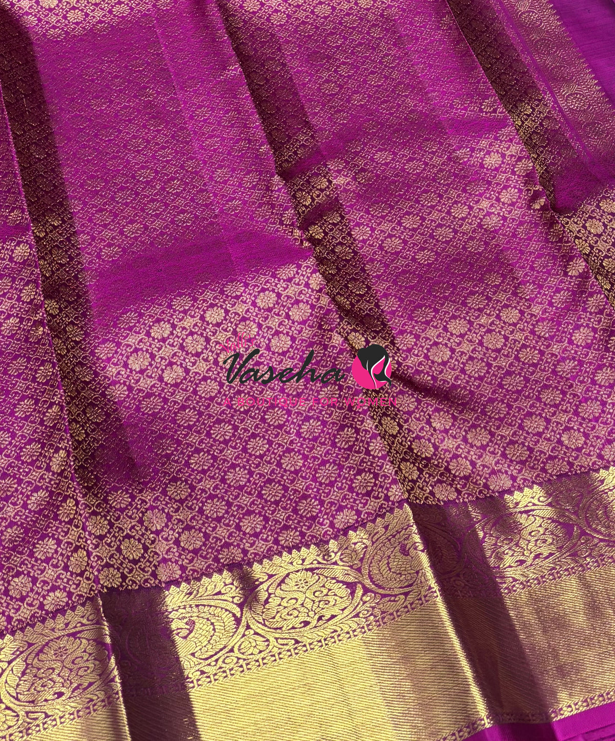 Pure Kanchipuram Silk Saree - Wine  With Pink - VVPS097