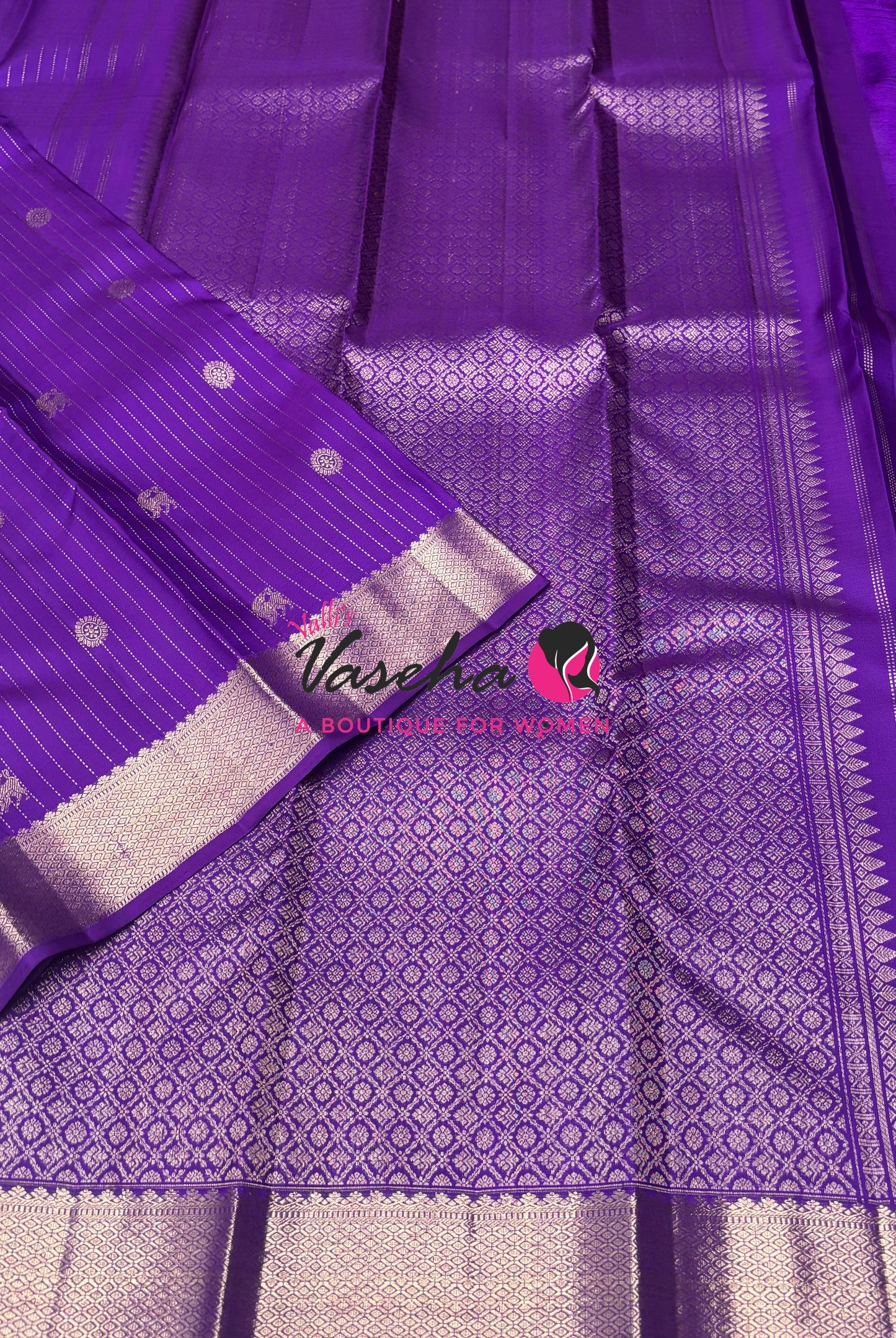 Pure Kanchipuram Silk Saree - Vairavoosi Design  - Purple Shade  - VVPS087