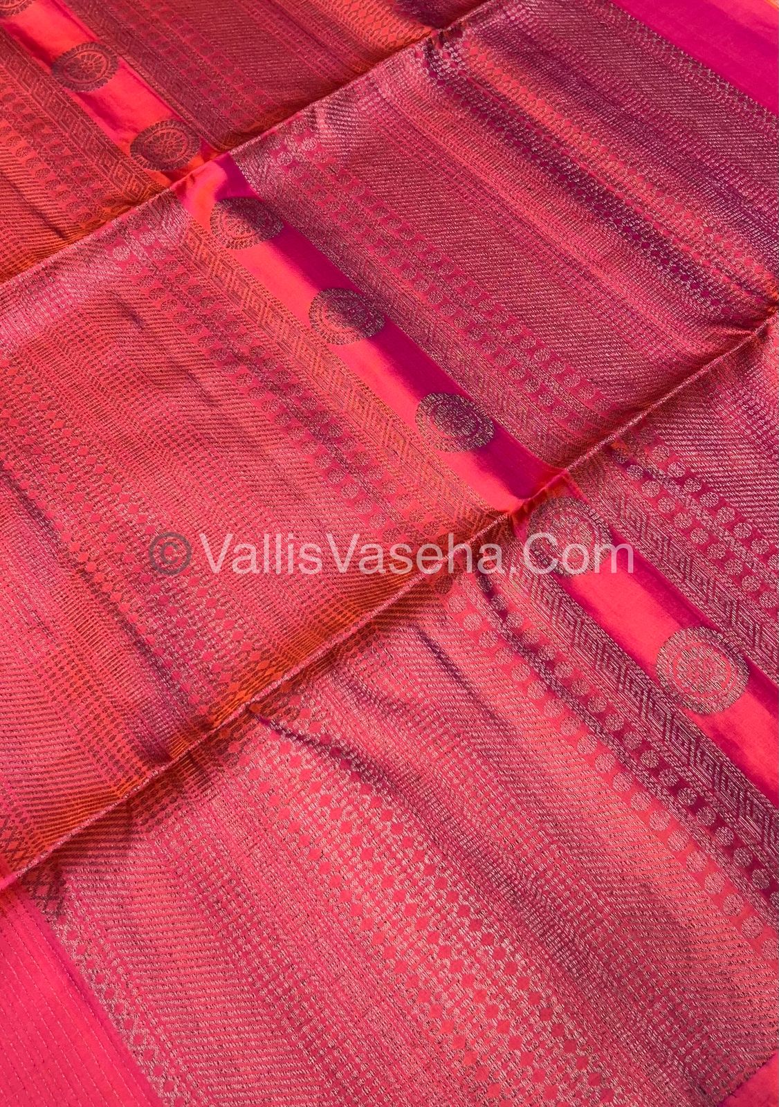 Pure Soft Silk Saree - Antique Zari - Border Less - Peachish Pink - VVPSS037