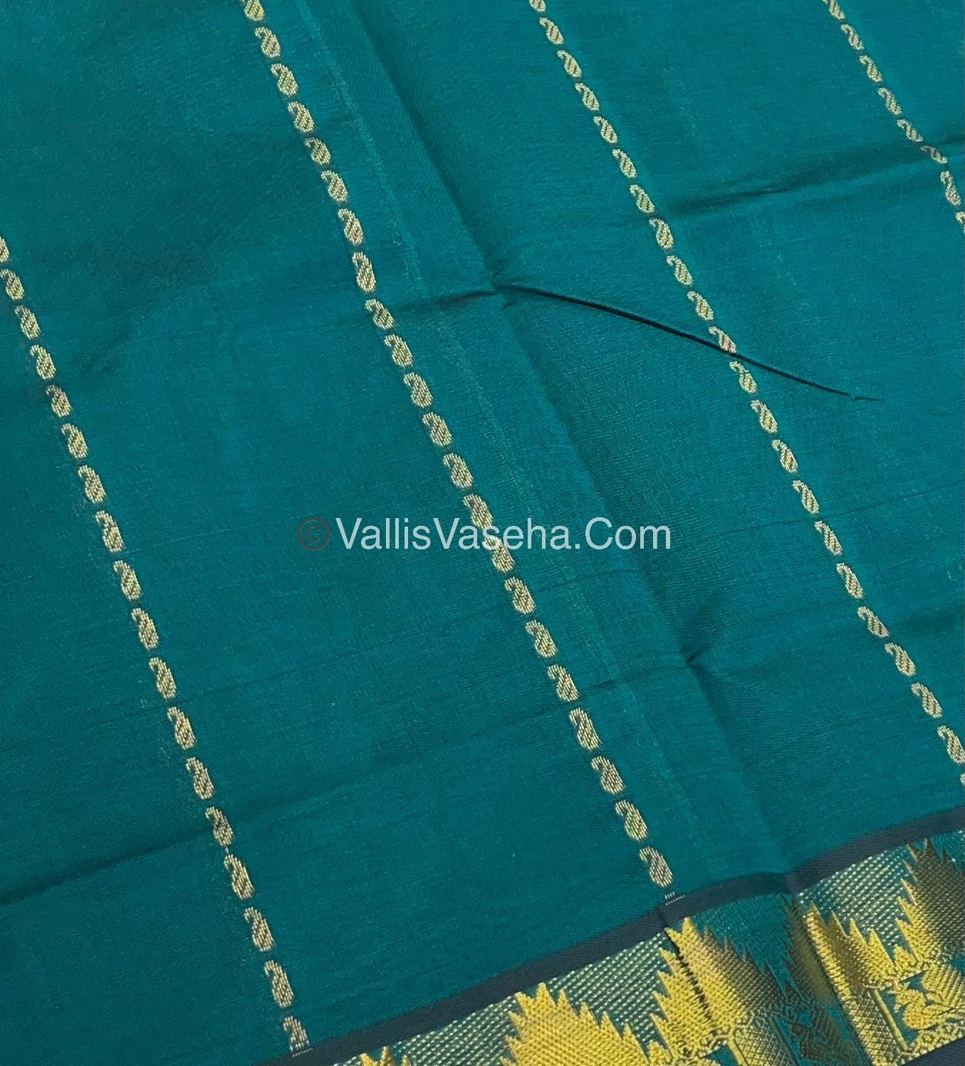 Semi Silk Cotton Saree - Ramar Green With Dark Purple Shade - VVSSC005