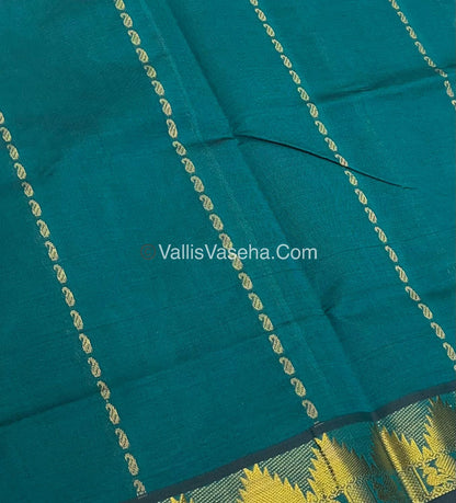Semi Silk Cotton Saree - Ramar Green With Dark Purple Shade - VVSSC005