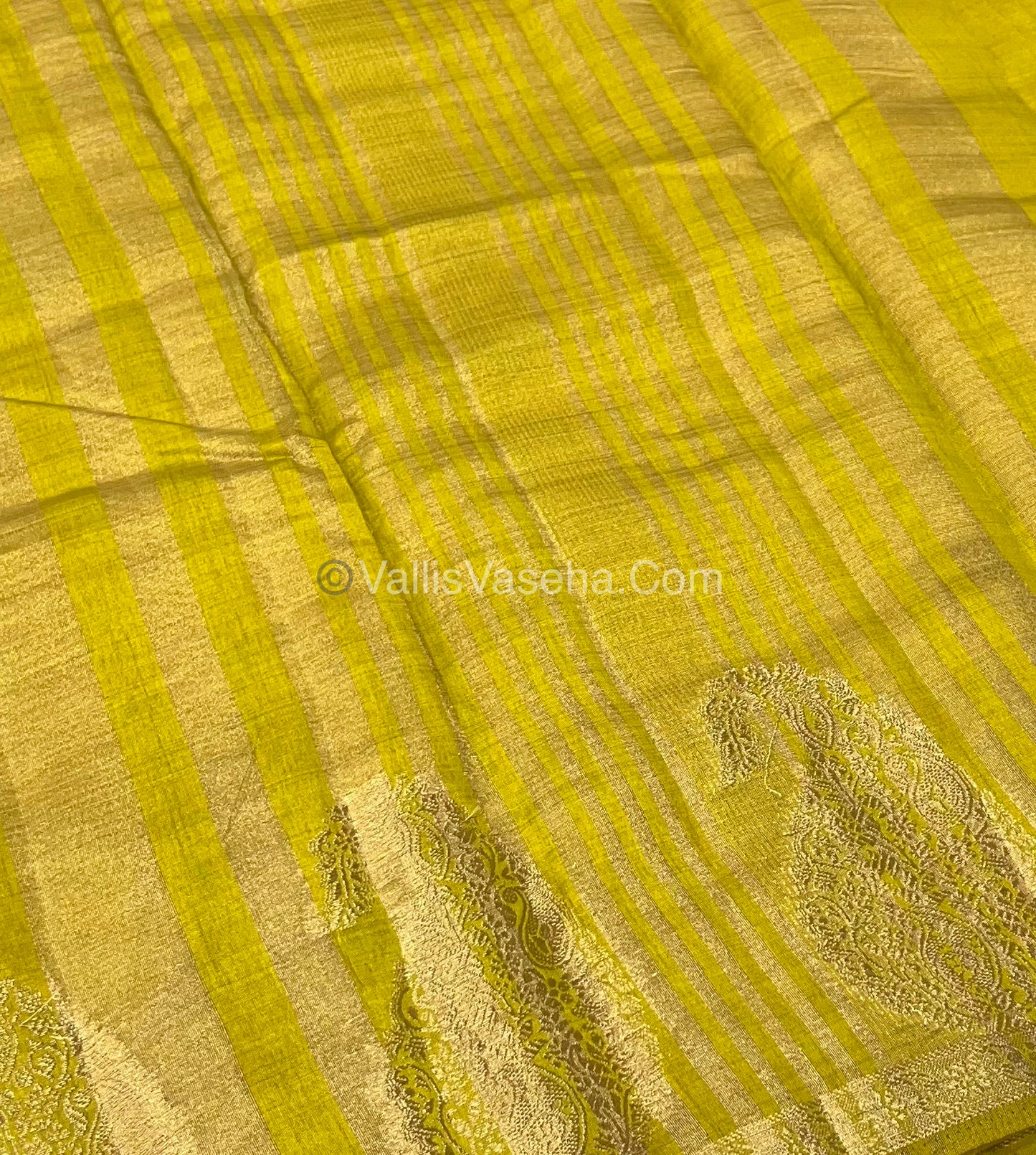 Semi Tussar Silk - Small Mango - Lemon Green Shade - 1 - VVSTS002