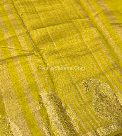 Semi Tussar Silk - Small Mango - Lemon Green Shade - 1 - VVSTS002