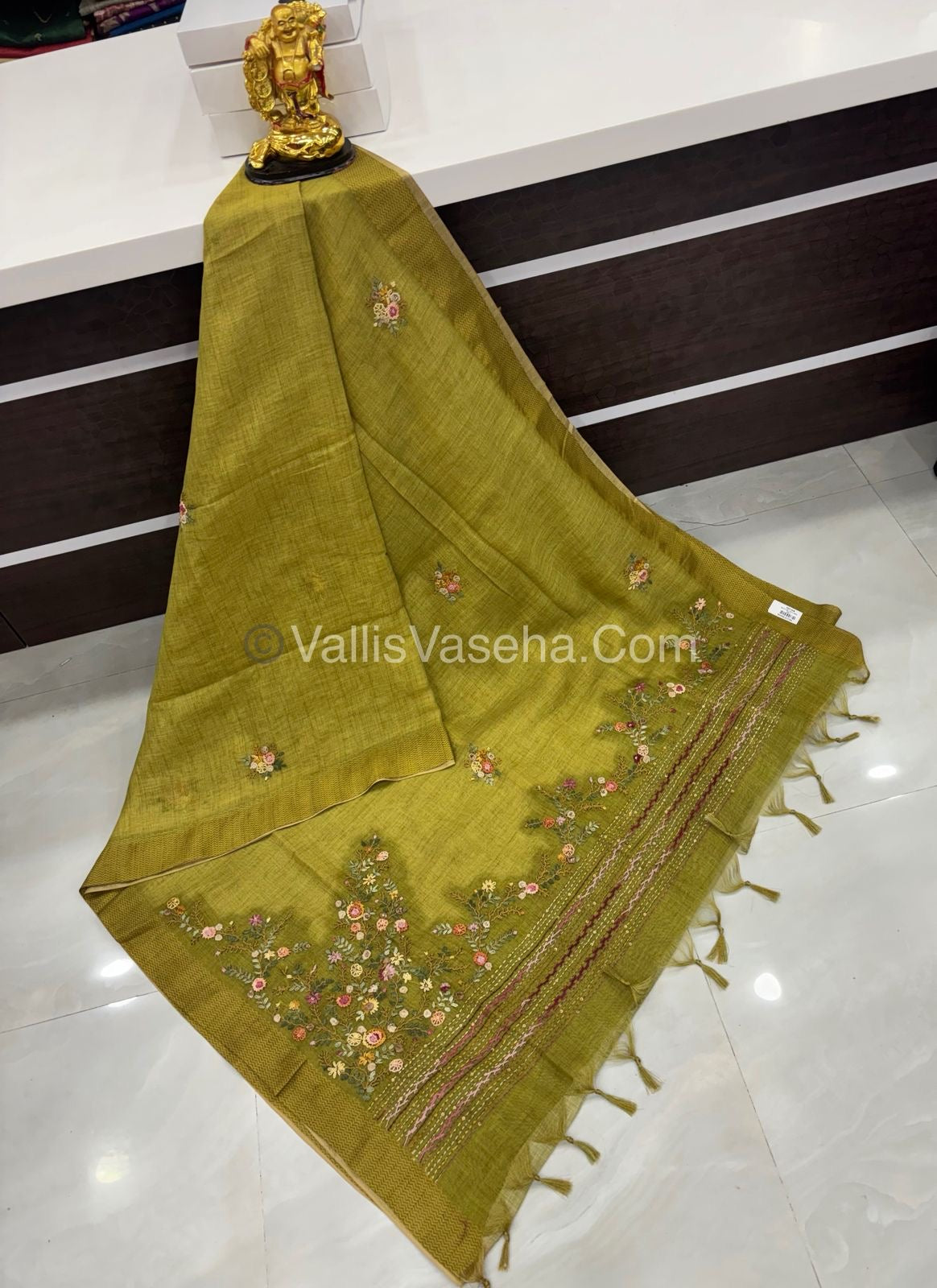 French Knot - Tissue Saree - Green Shade - VVLFN009