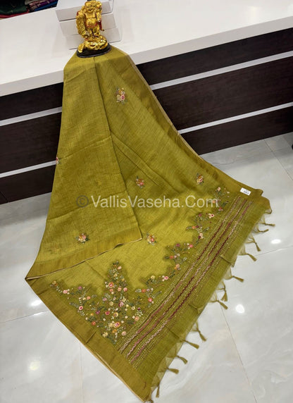 French Knot - Tissue Saree - Green Shade - VVLFN009