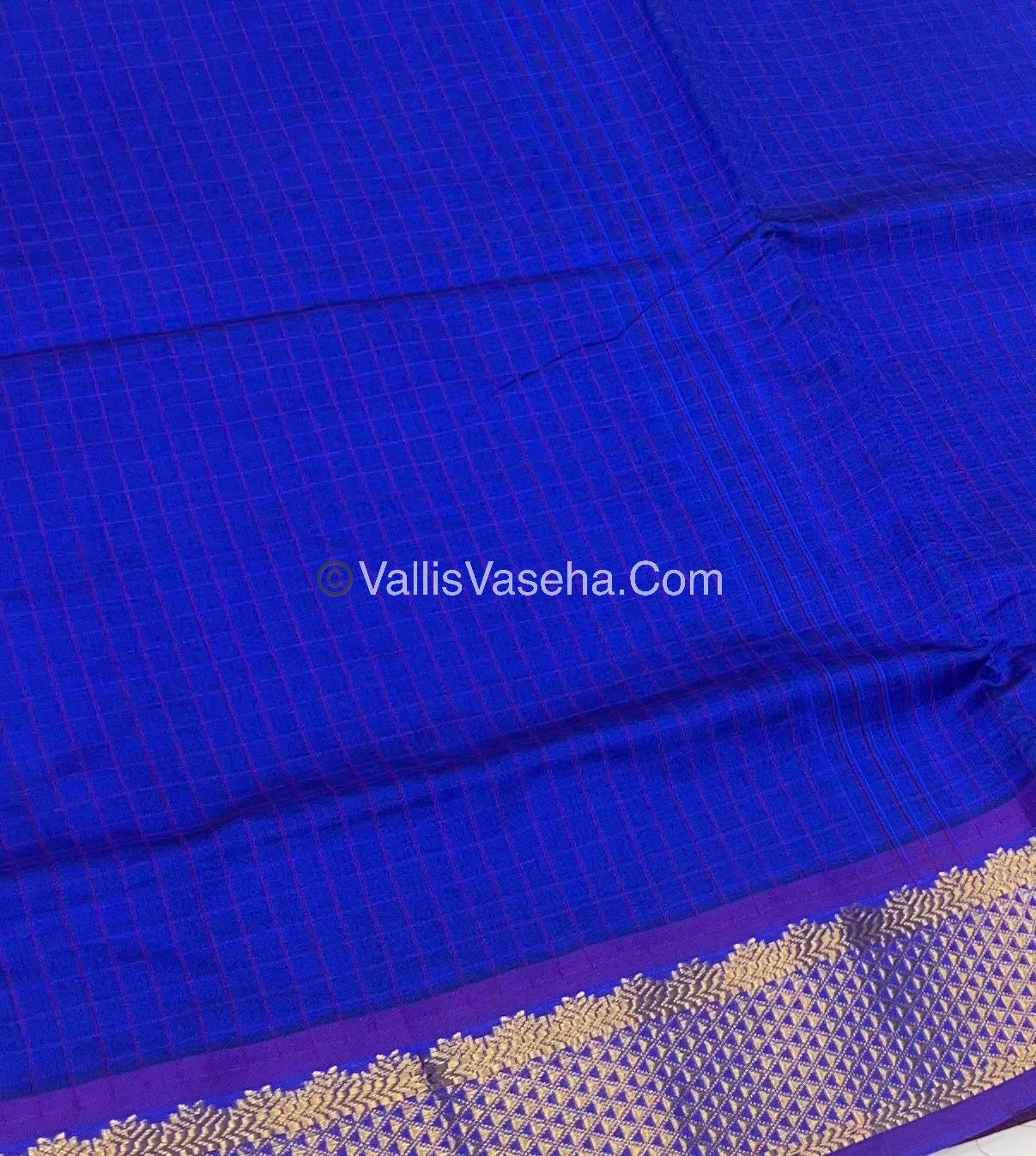 Semi Silk Cotton Saree - Blue With Purple Shade - VVSSC004
