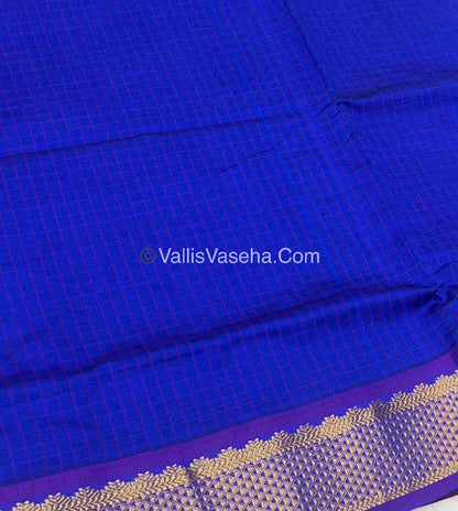 Semi Silk Cotton Saree - Blue With Purple Shade - VVSSC004