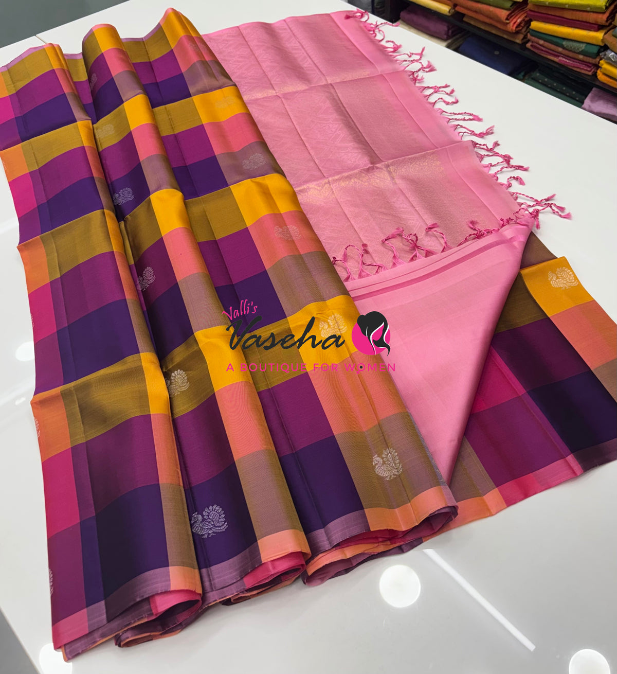 Pure Soft Silk Saree  - Pazhum Pazhamum Checks - VVPSS092