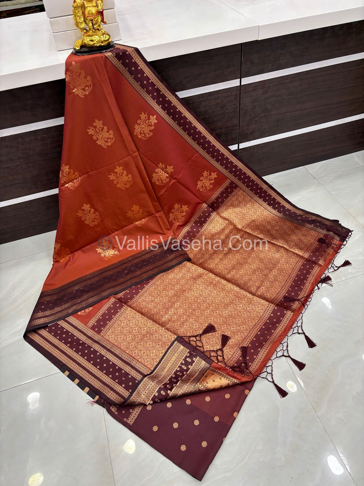 Semi Soft Silk - Rust Orange With Wine Brown Shade -VVSSS022