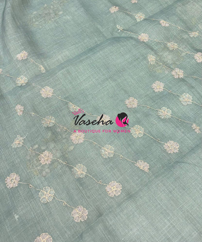 Linen Tissue Saree - Blue Shade - VVLTS002