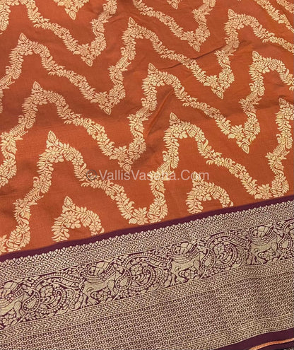 Semi Kanchi Silk - Rust Orange & Wine Brown Shade  - VVSKS004