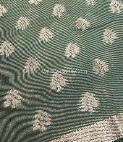 Semi Tussar Silk Saree - Green Shade - VVSTS009