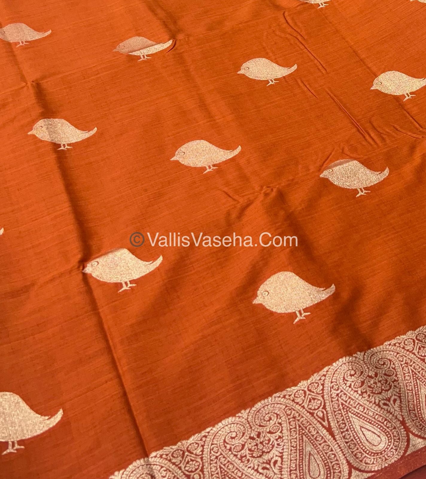 Banarasi - Heritage Silk - Semi Kathan Silk - Rust Orange Shade - VVBHS005
