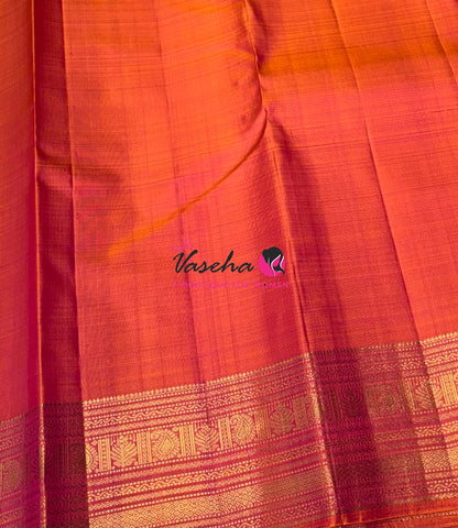 Pure Kanchipuram Silk Saree - Orangish Peach Shade - VVPS025