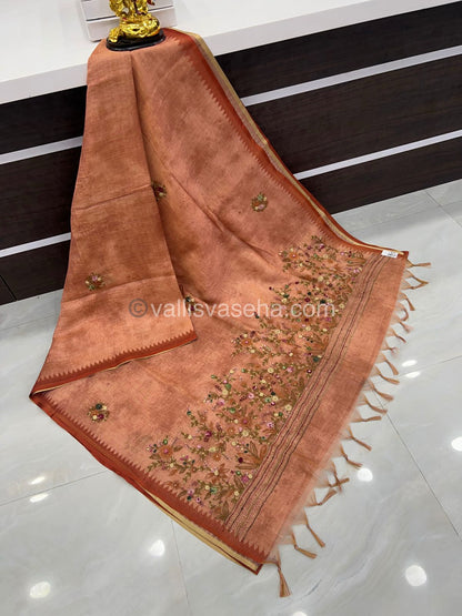 French Knot - Tissue Saree - Peachish Orange Shade - VVLFN001