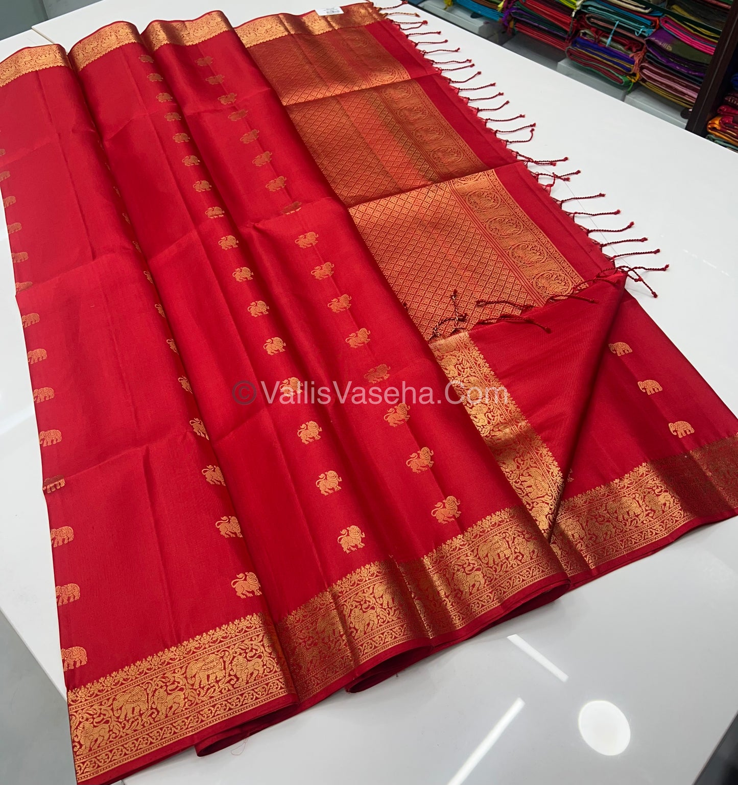 Pure Soft Silk Saree - Kanchi Border - Red Shade - VVPSS046