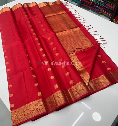 Pure Soft Silk Saree - Kanchi Border - Red Shade - VVPSS046