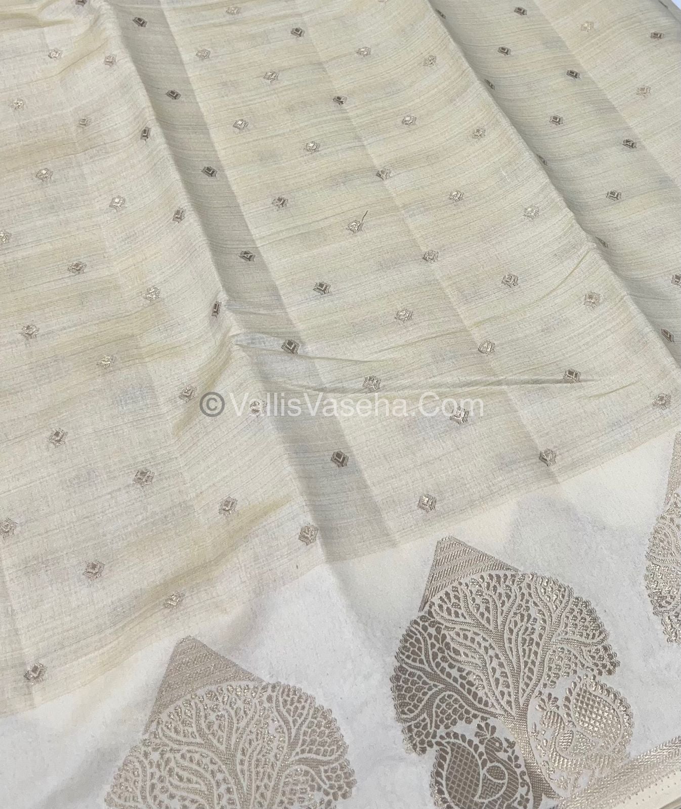 Semi Tussar Silk Saree - Cream Shade - VVSTS036