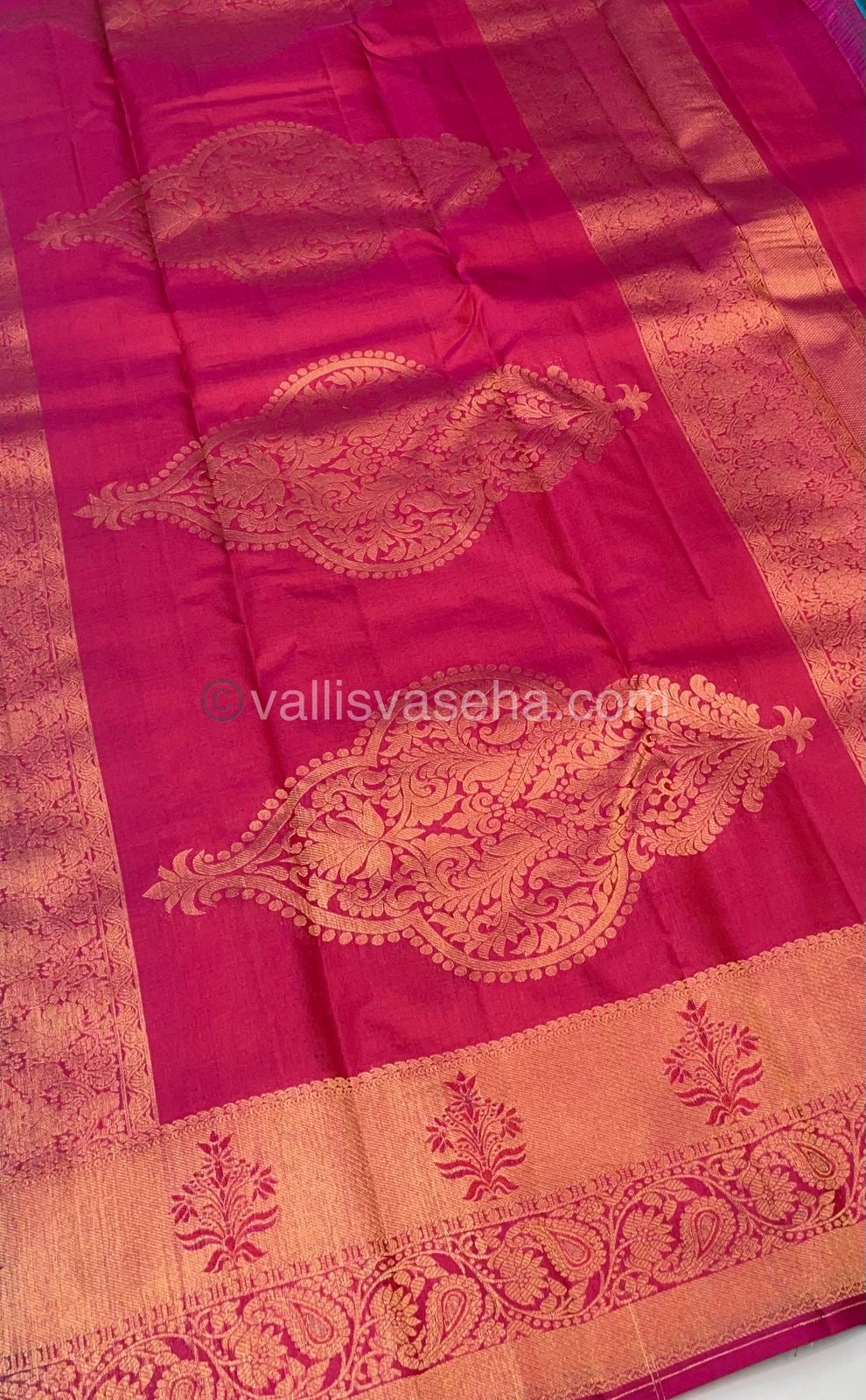 Pure Soft Silk Saree - Light Weight - Double tone Blue with Dark Pink shade - VVPSS025