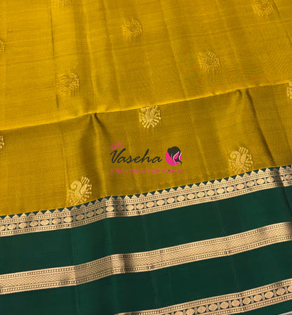 Half Mixed  Soft Silk Saree - Yellow & Green - VVPSS077