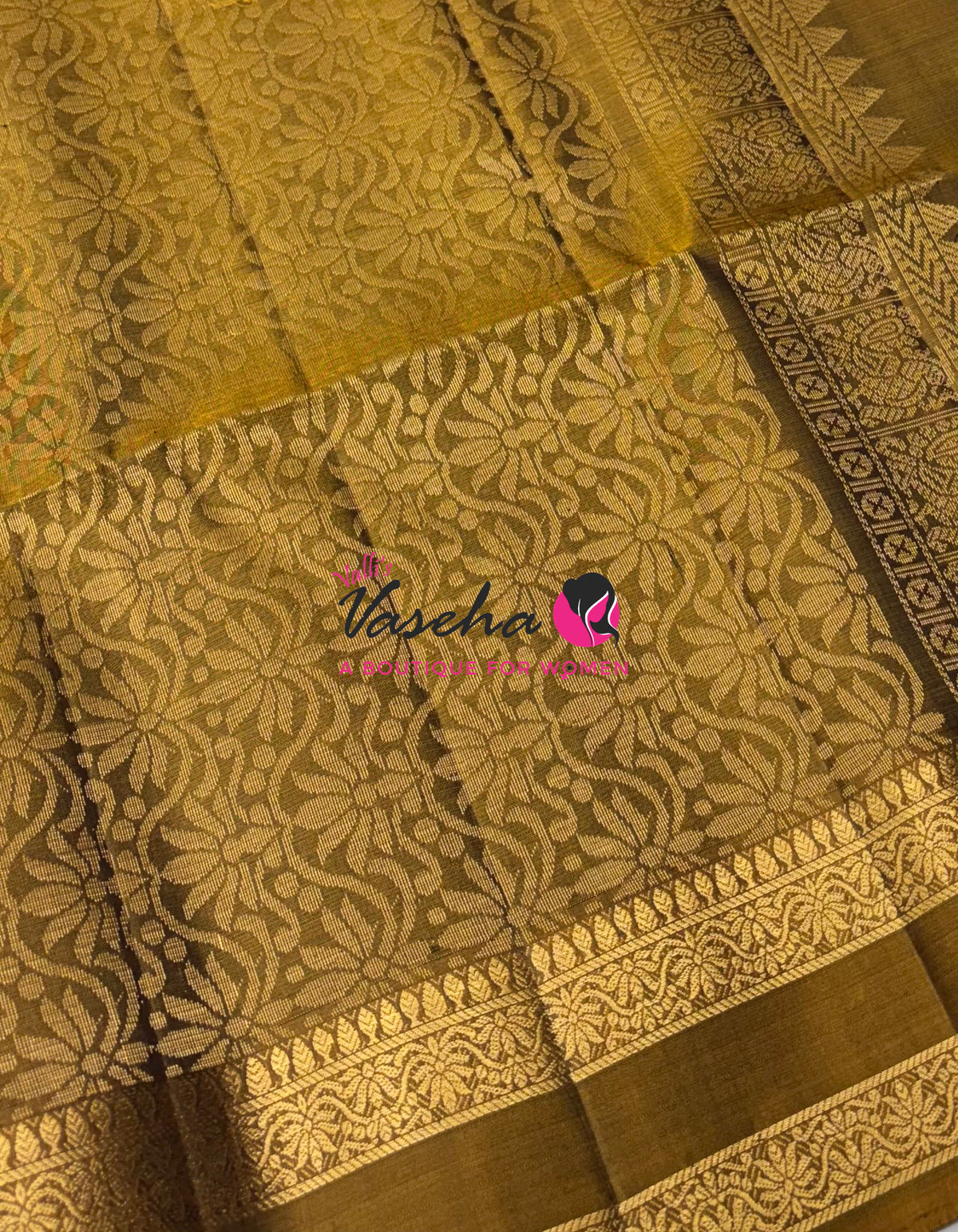 Pure Soft Silk Saree  -  Green & Mustard Yellow Combo - VVPSS152