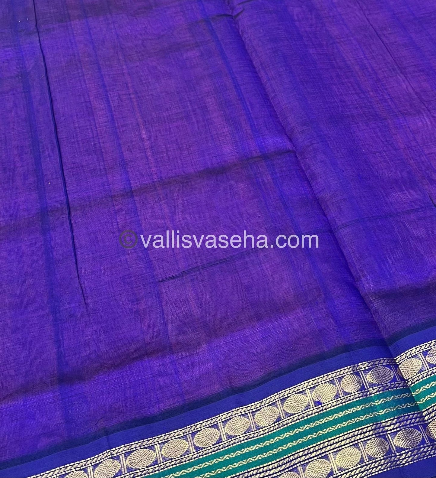 Pure Korvai Silk Cotton Saree - Pink with Blue - VVKSC004