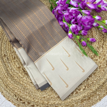 Kanchi Semi Silk - Grey with Cream VVKSS001