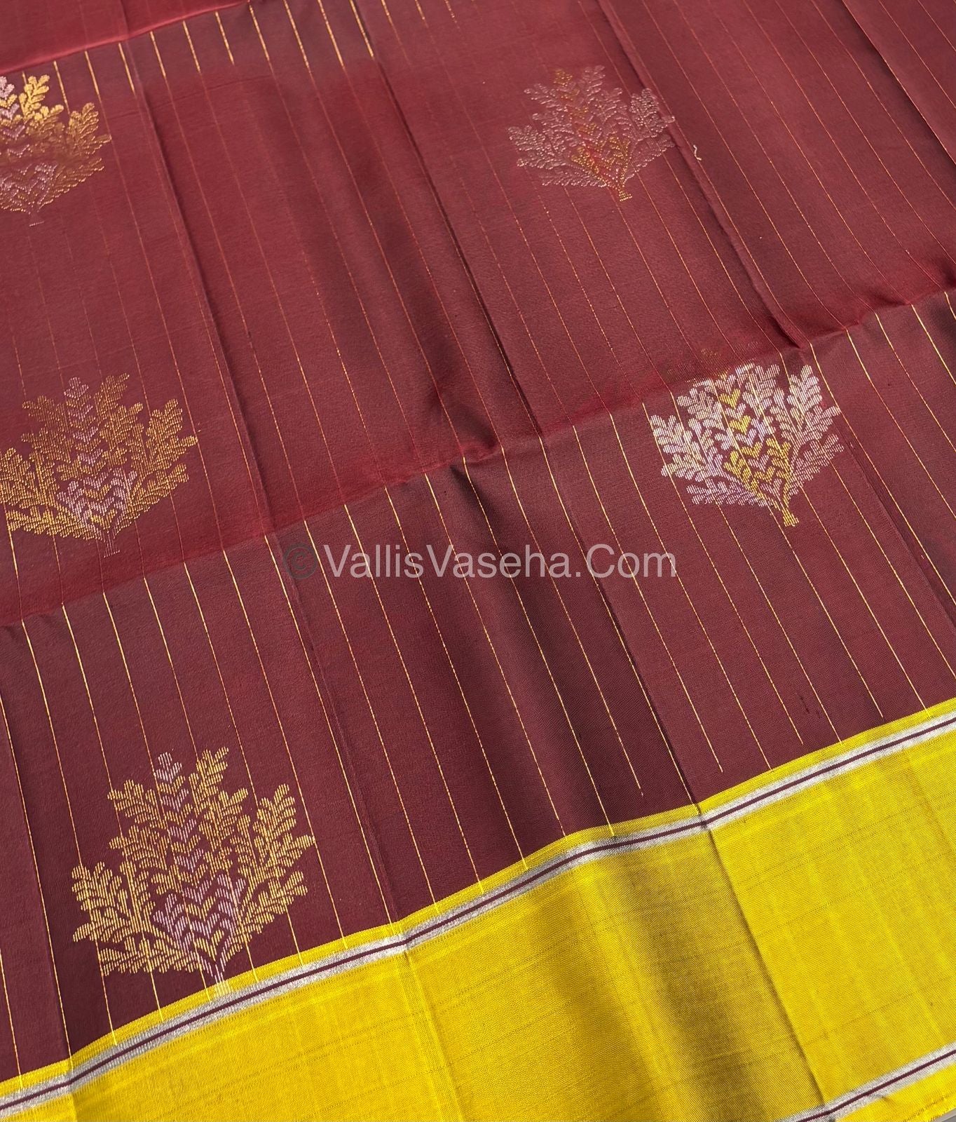 Pure Soft Silk Saree  - Maroon & Yellow Combo - VVPSS055
