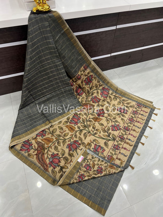 Semi Gicha Tussar Silk Saree - checks pattern - VVSGT001