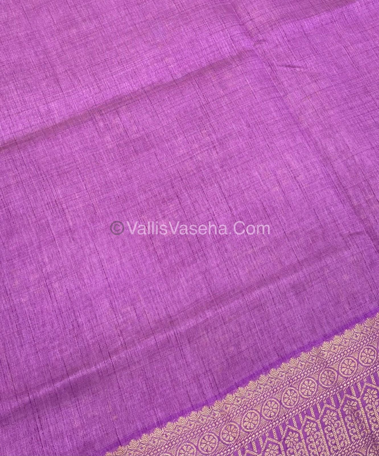 Semi Tussar Silk - Grand Pallu  - Lilac / Light Lavendar Shade - VVSTS031