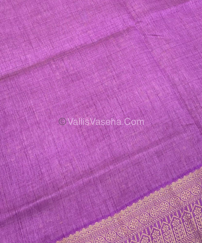 Semi Tussar Silk - Grand Pallu  - Lilac / Light Lavendar Shade - VVSTS031
