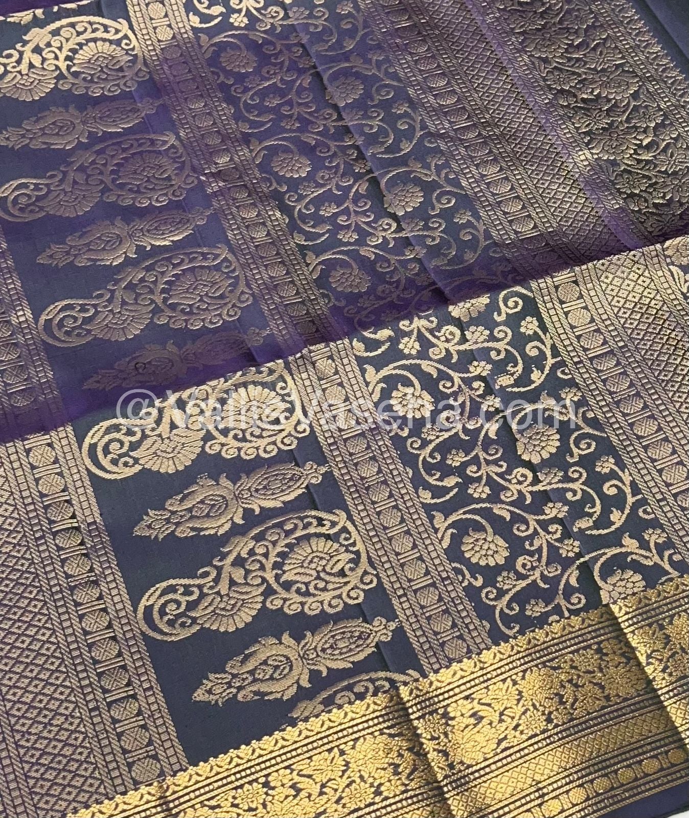 Pure Soft Silk Saree - Kanchi Border - Green & Manthulir Greenish Purple Combo - VVPSS046