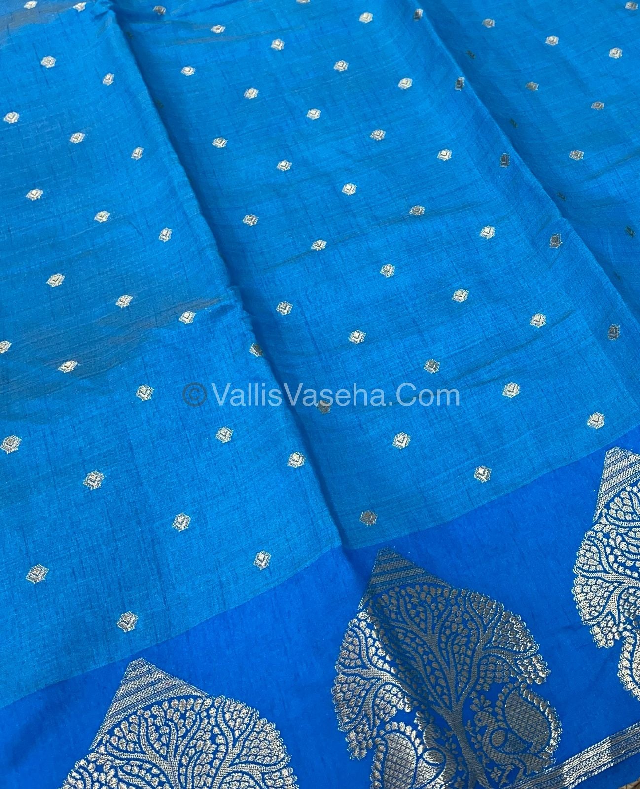 Semi Tussar Silk Saree - Blue  Shade - VVSTS036