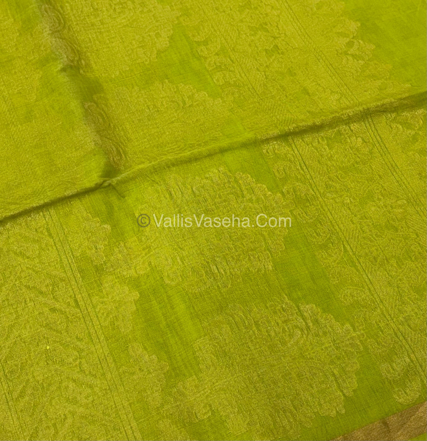 Kora Silk Saree - SICO -  Green With Green Shade  - VVKS002