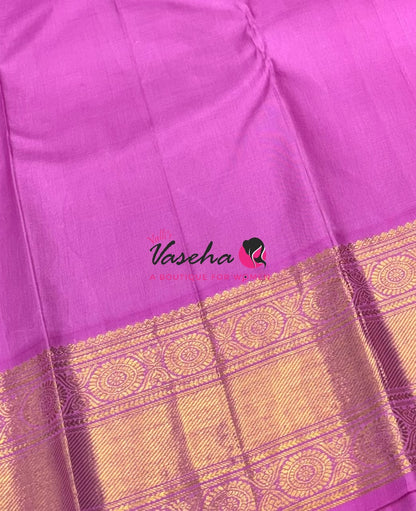 Pure Kanchipuram Silk Saree   - Brown & Pink Combo - VVPS059